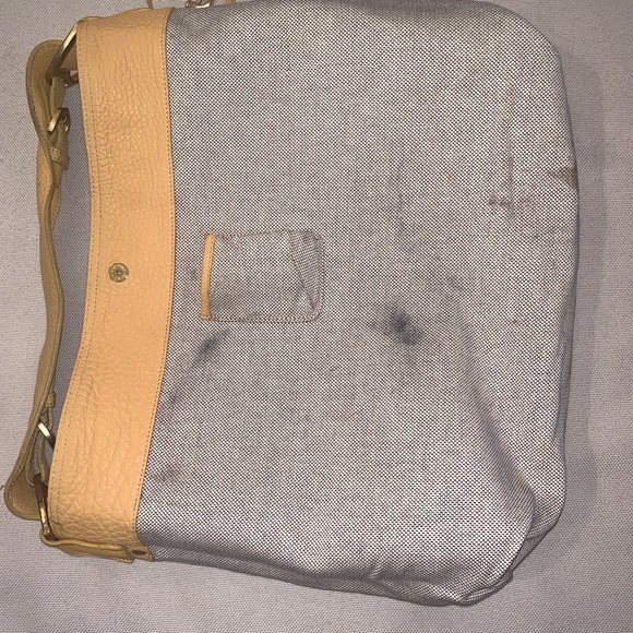 Dooney & Bourke Canvas Signature Hobo Purse Large w/Yellow Leather handle - Picture 10 of 15